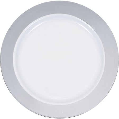 Silver Rim Plastic Dinner Plates, 10, 120PK